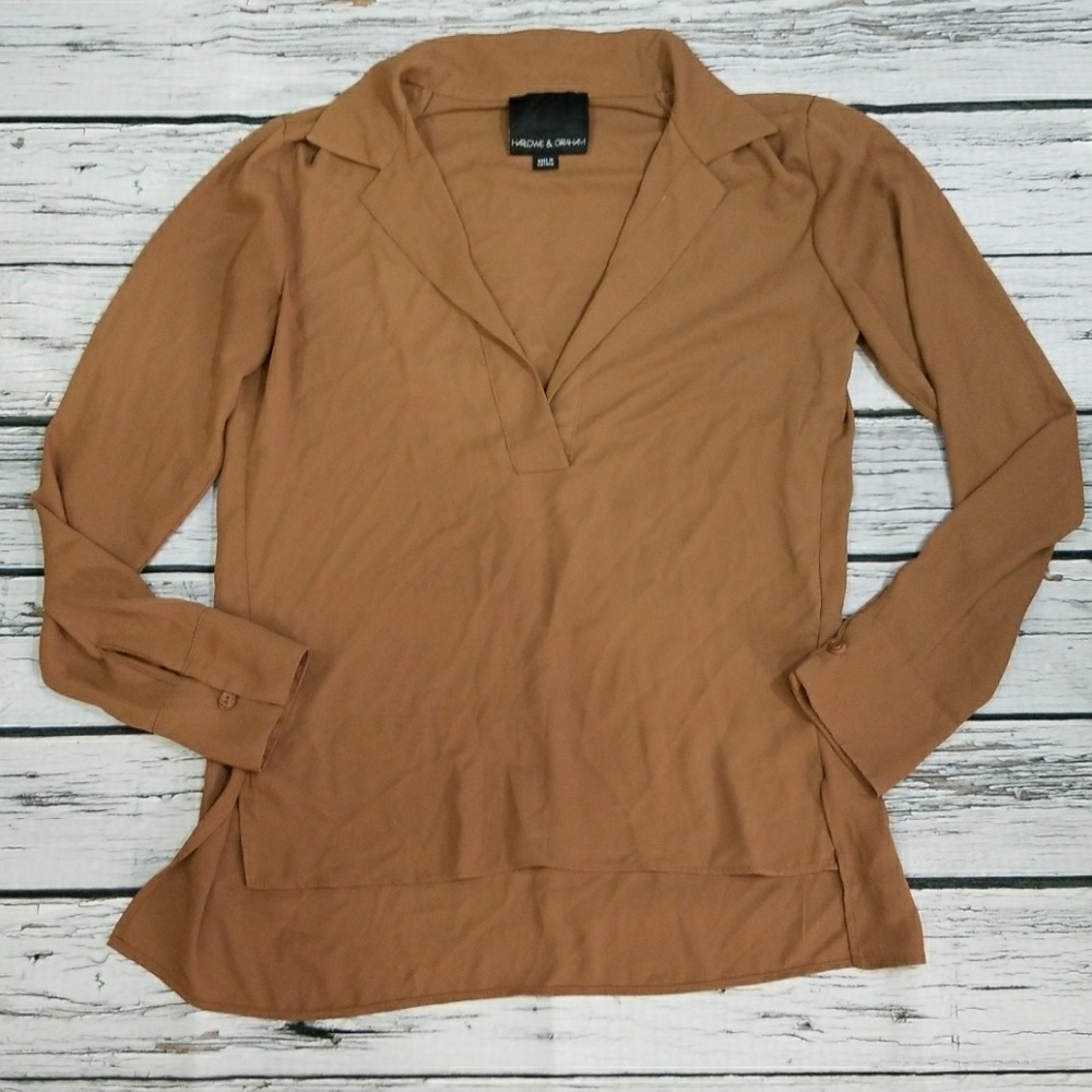 Harlowe & Graham long sleeve vneck line blouse S